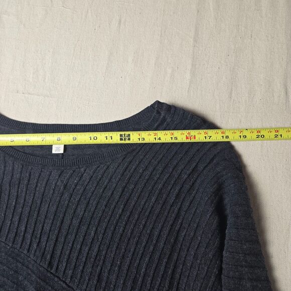 Caslon Women's Medium Charcoal Cotton Knit Stretch Sweater Dress‎ - Picture 4 of 14